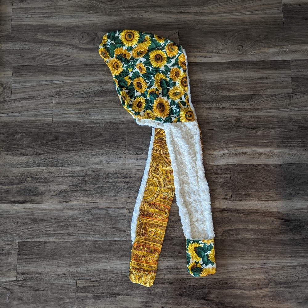 Sunflower print handmade hood scarf